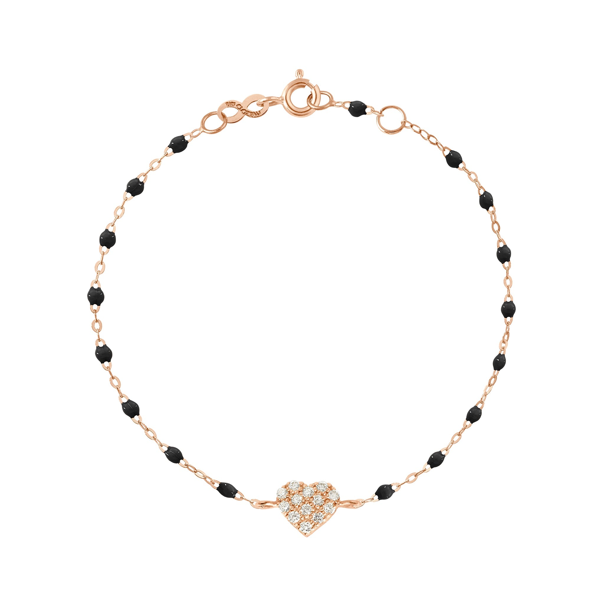 Gigi Clozeau - Bracelet noir In Love, diamants, or rose, 17 cm