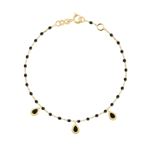 Gigi Clozeau - Bracelet noir Lucky Cashmere, or jaune, 17 cm