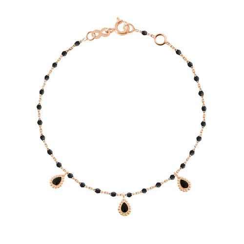 Gigi Clozeau - Bracelet noir Lucky Cashmere , or rose, 17 cm