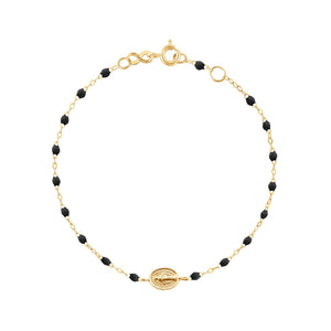 Gigi Clozeau - Bracelet noir Madone or jaune, 17 cm