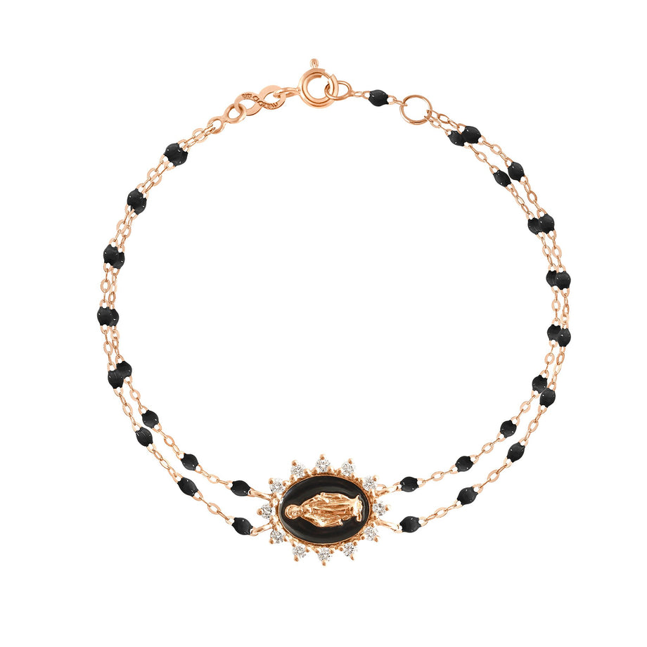 Gigi Clozeau - Bracelet noir Madone Suprême, diamants, or rose, 17 cm