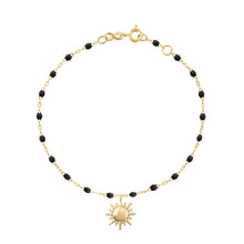 Gigi Clozeau - Bracelet noir Soleil, or jaune, 17 cm