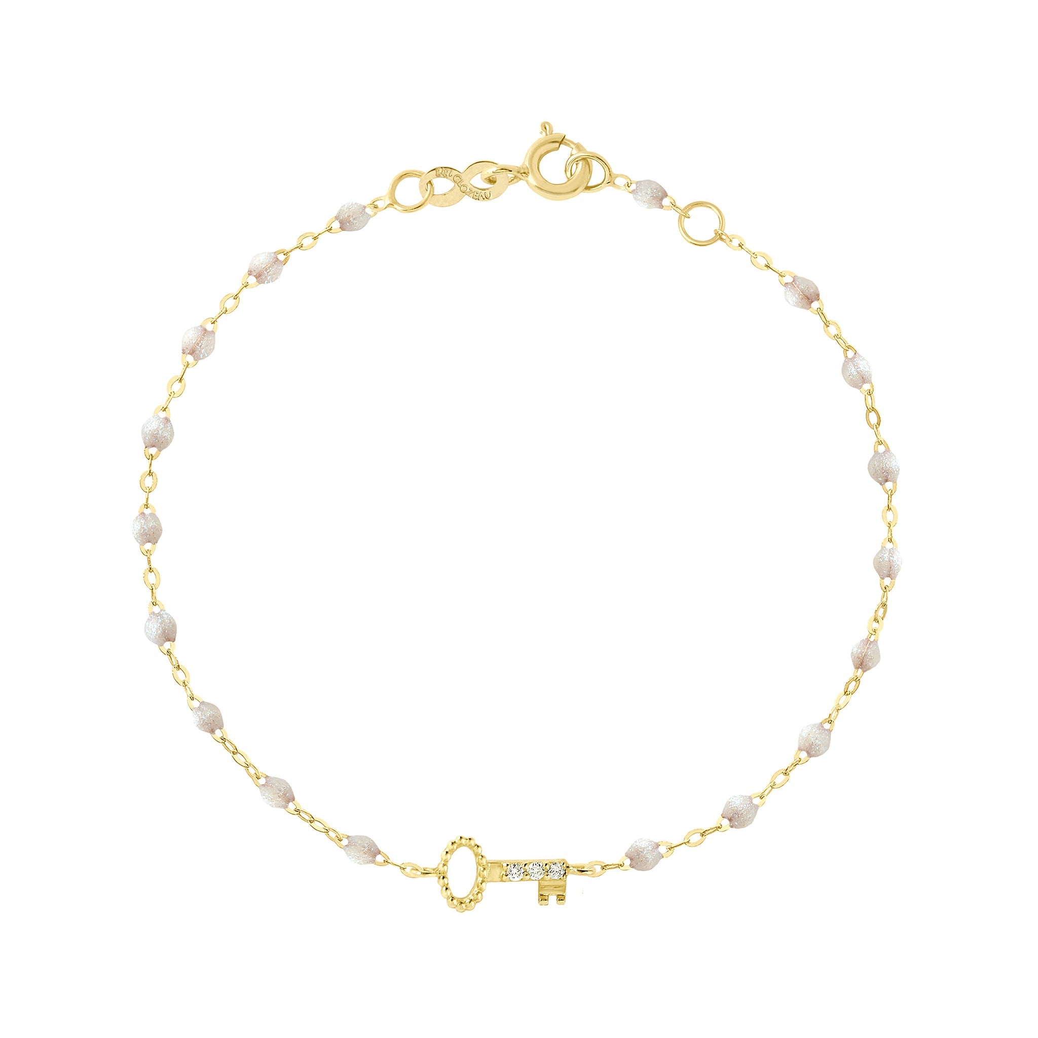 Gigi Clozeau - Bracelet opale Clé diamants, or jaune, 17 cm