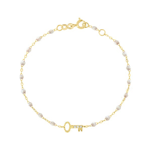 Gigi Clozeau - Bracelet opale Clé diamants, or jaune, 17 cm