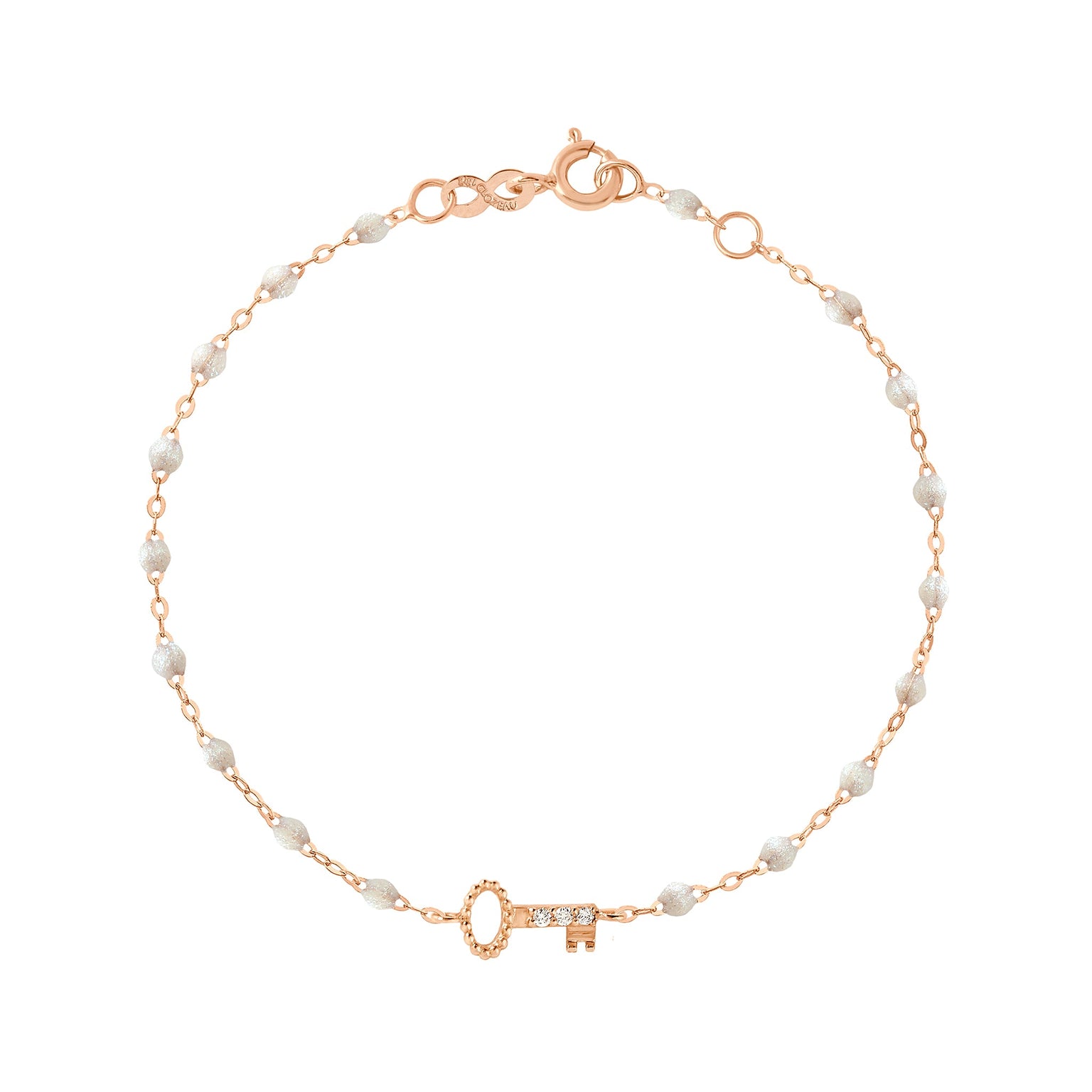 Gigi Clozeau - Bracelet opale Clé diamants, or rose, 17 cm