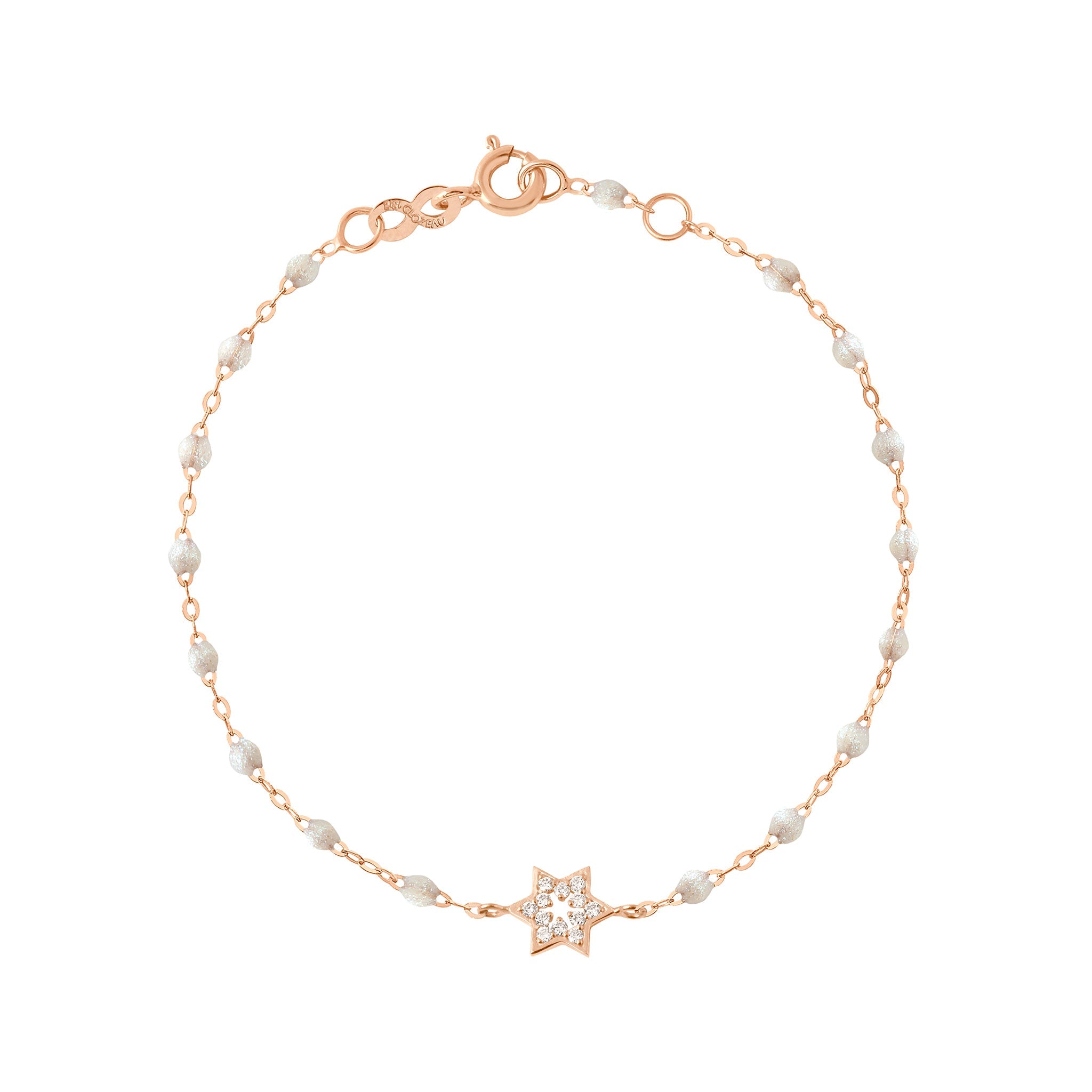 Gigi Clozeau - Bracelet opale Etoile de David diamants, or rose, 17 cm