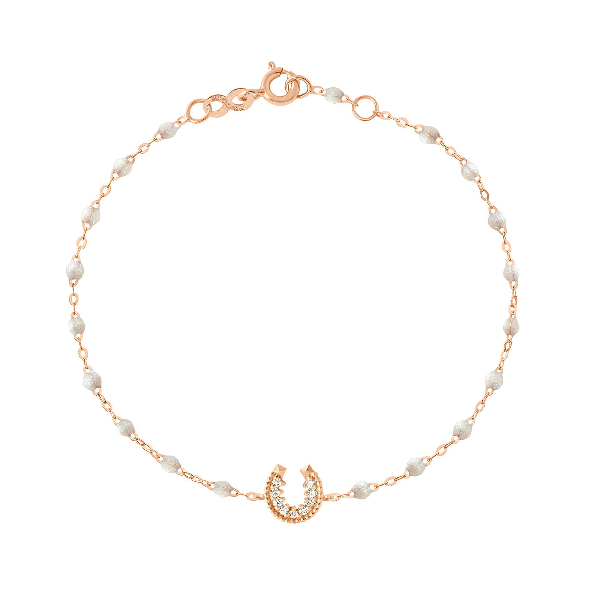 gigi clozeau Bracelet opale Fer à cheval diamants or rose 17 cm