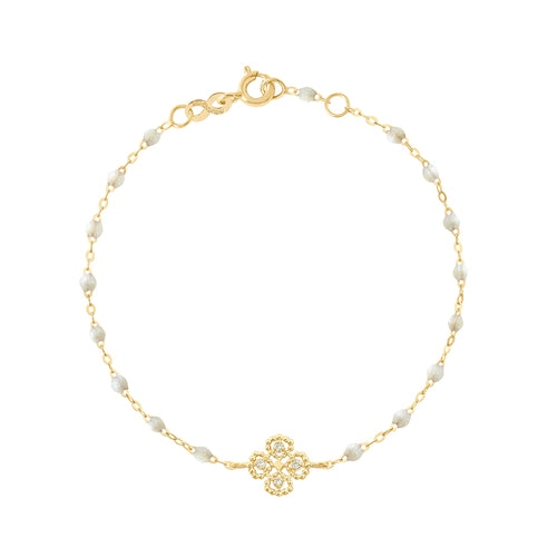 Gigi Clozeau - Bracelet opale Lucky Trèfle, diamants, or jaune, 17 cm