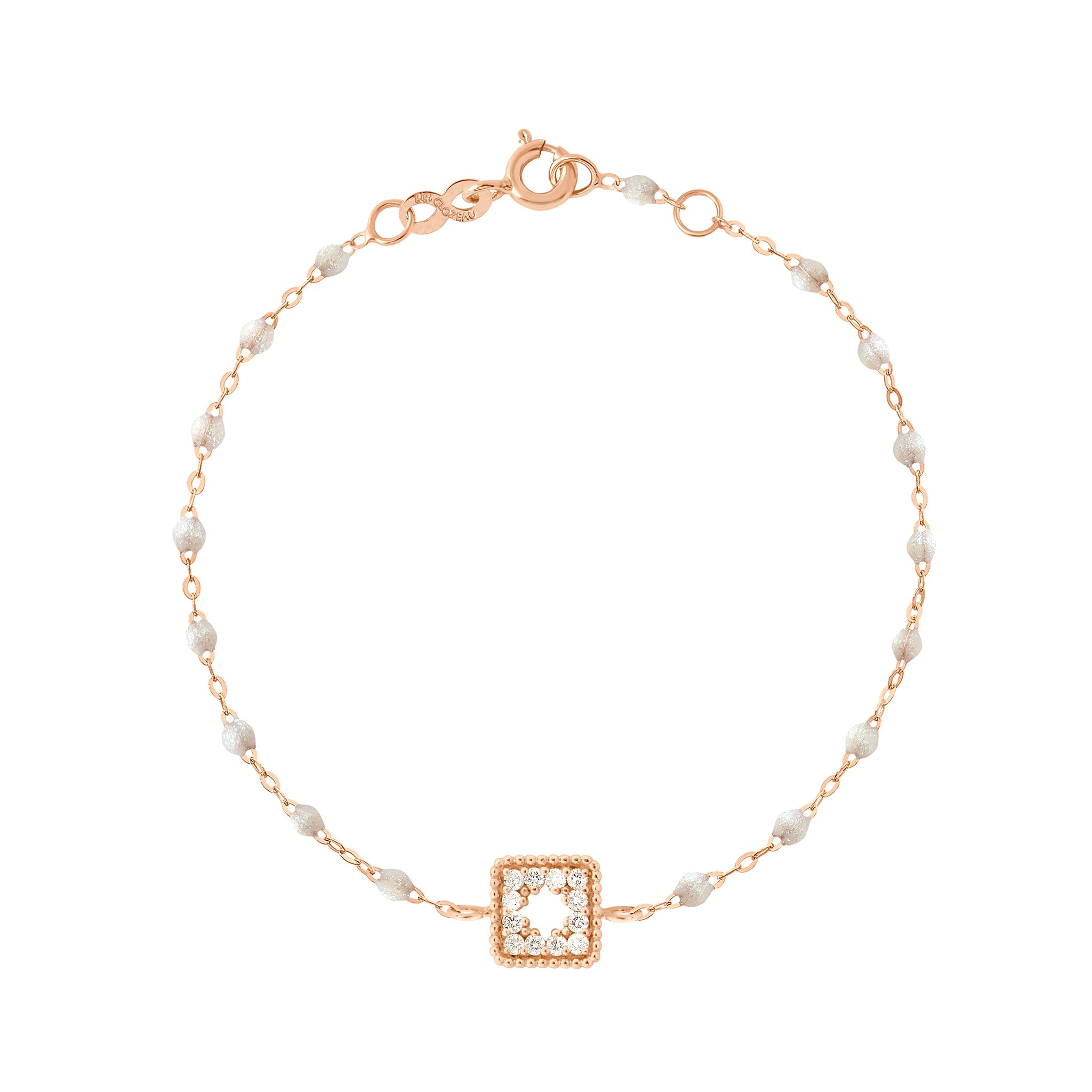 Gigi Clozeau - Bracelet opale Trésor, diamants, or rose, 17 cm