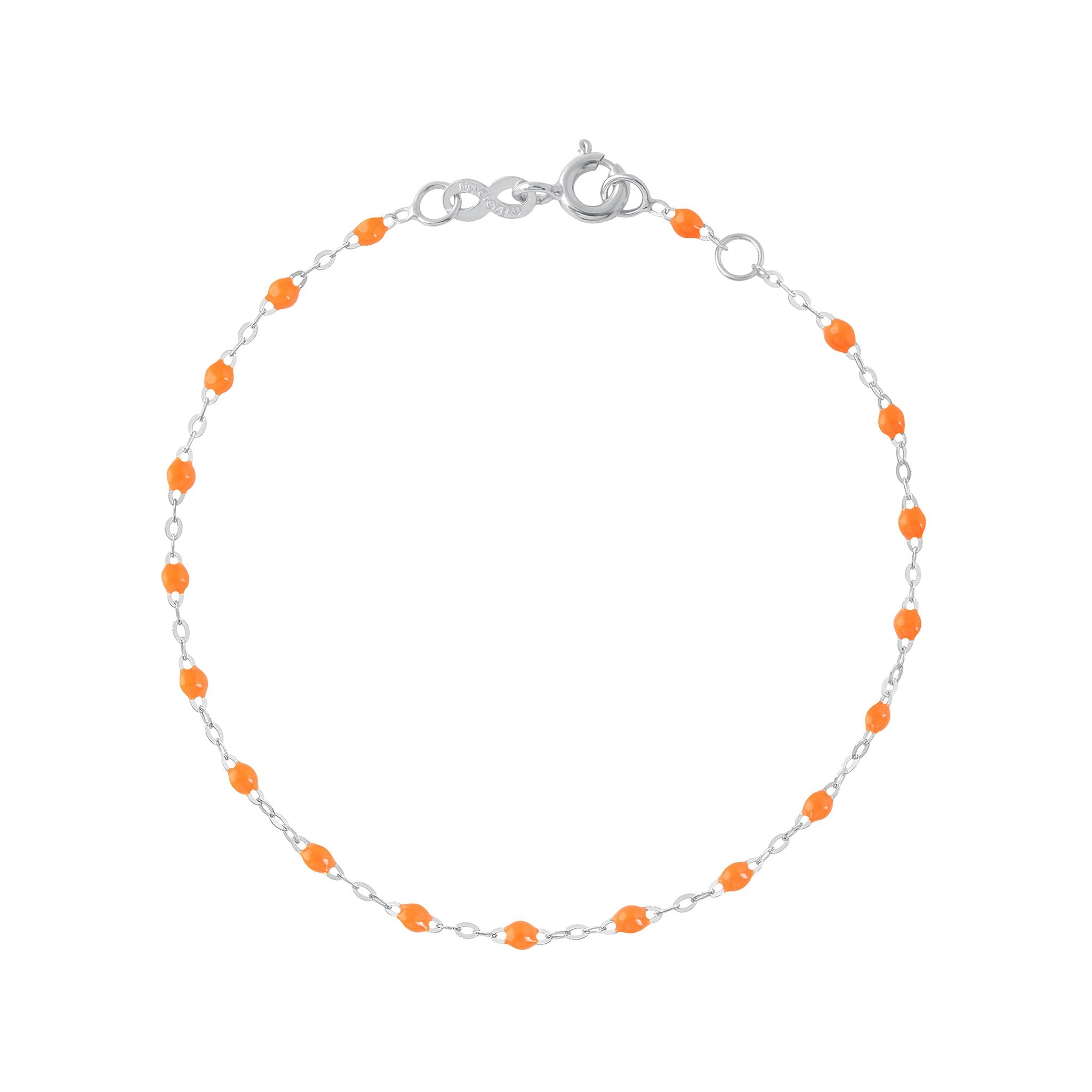 Gigi Clozeau - Bracelet orange fluo Classique Gigi, or blanc, 17 cm