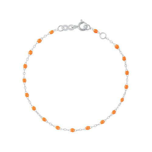 Gigi Clozeau - Bracelet orange fluo Classique Gigi, or blanc, 17 cm
