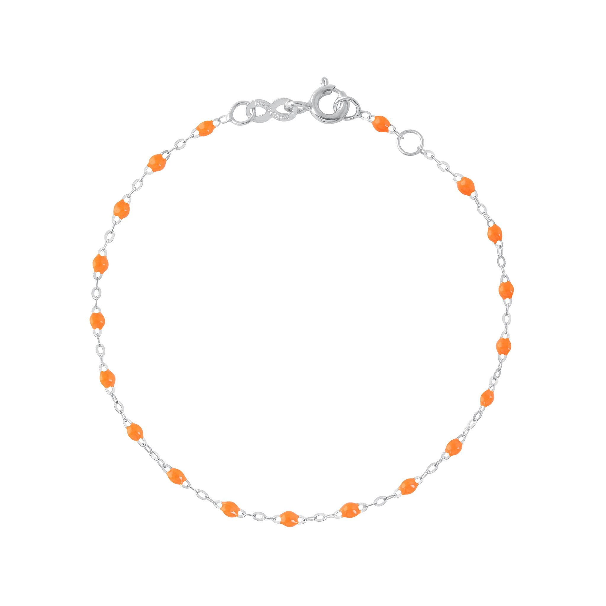 Gigi Clozeau - Bracelet orange fluo Classique Gigi, or blanc, 19 cm