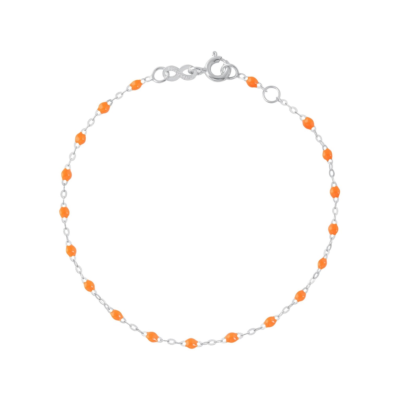 Gigi Clozeau - Bracelet orange fluo Classique Gigi, or blanc, 19 cm