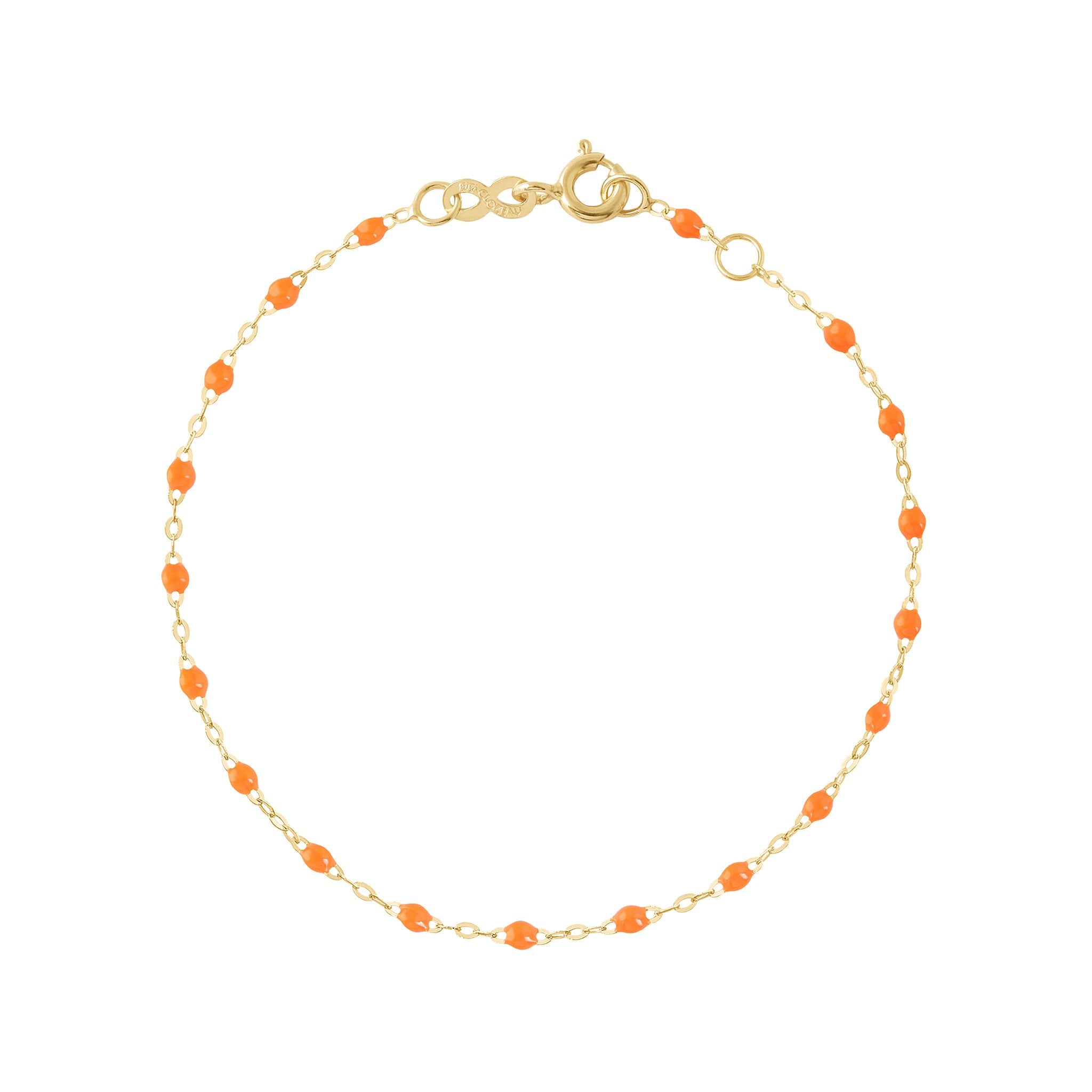 Gigi Clozeau - Bracelet orange fluo Classique Gigi, or jaune, 17 cm