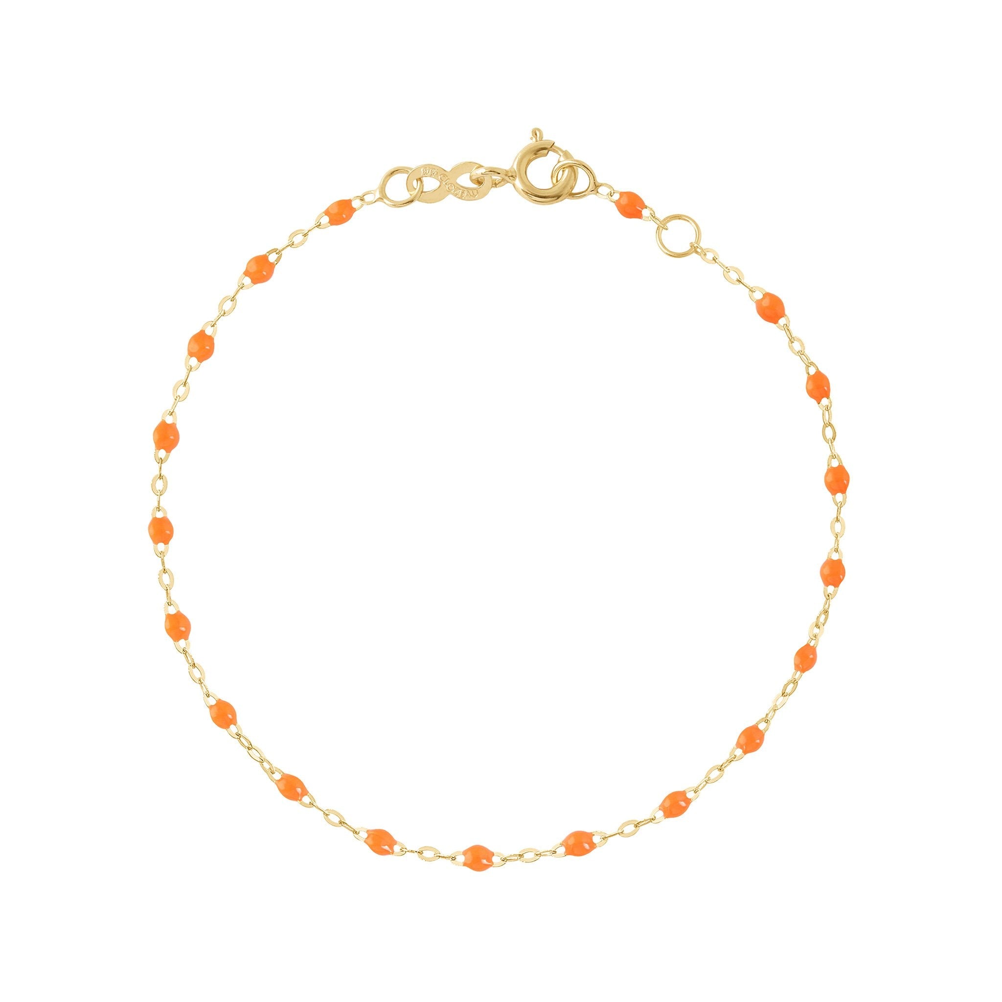 Gigi Clozeau - Bracelet orange fluo Classique Gigi, or jaune, 19 cm