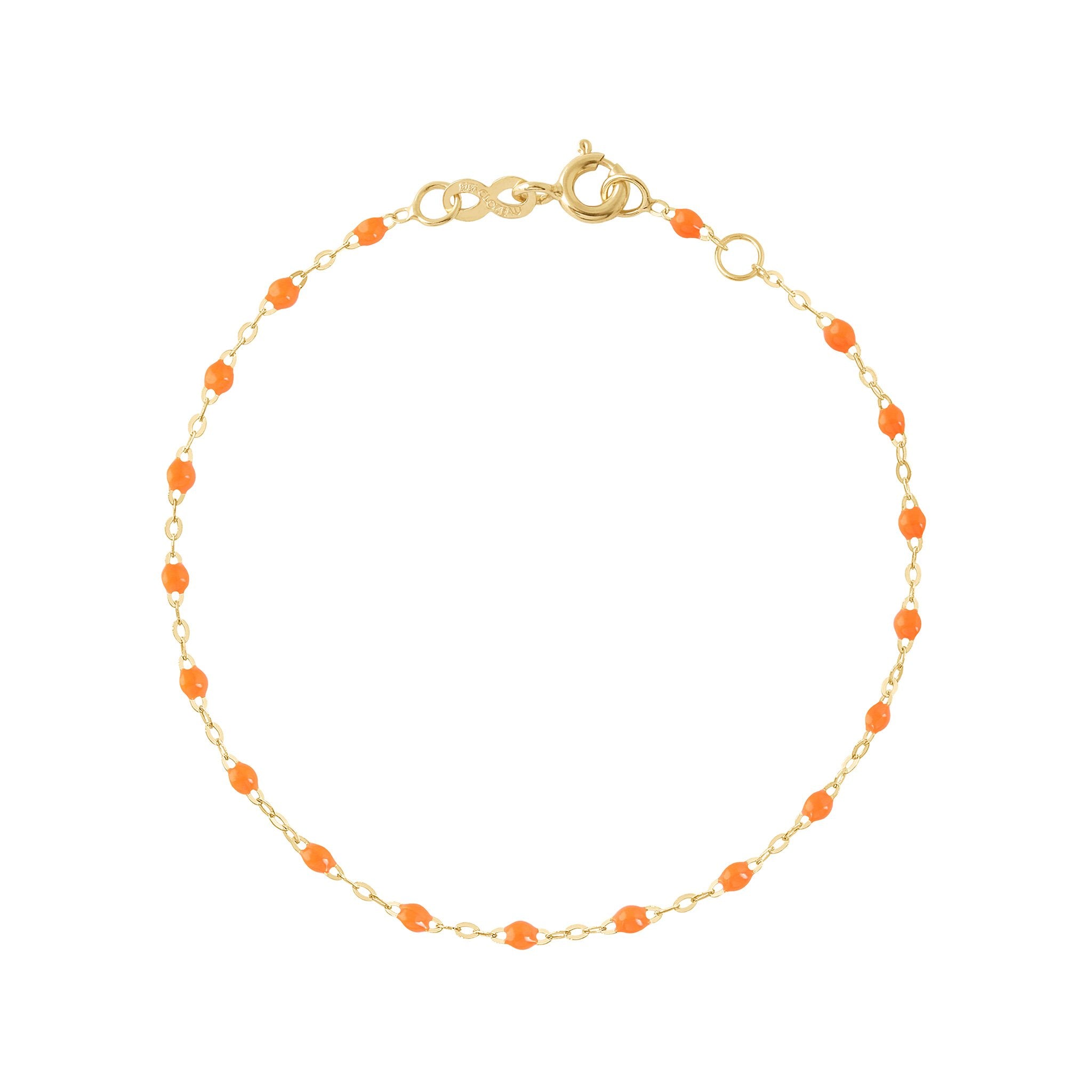 Gigi Clozeau - Bracelet orange fluo Classique Gigi, or jaune, 18 cm
