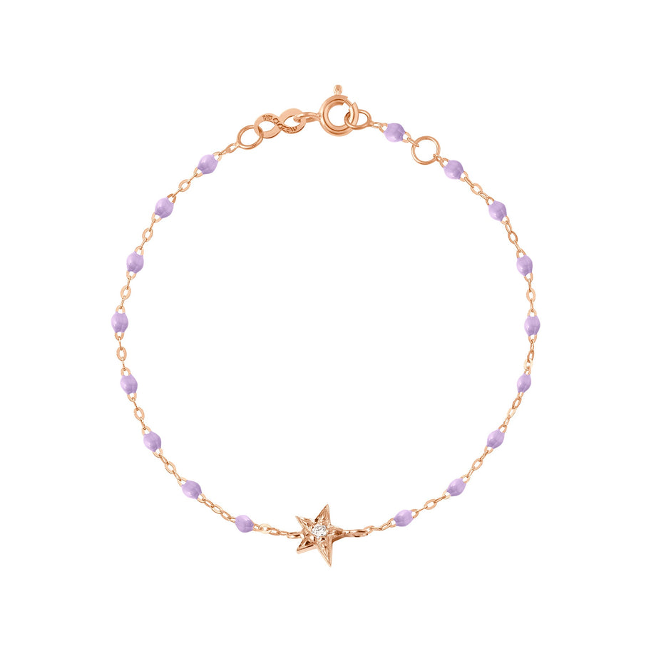 Gigi Clozeau - Bracelet parme Etoile diamant, or rose, 17 cm