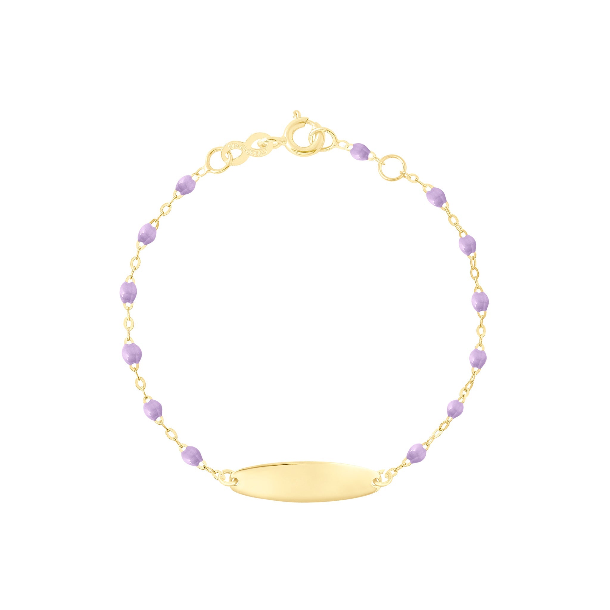 Gigi Clozeau - Bracelet parme Little Gigi, plaque ovale, or jaune, 15 cm