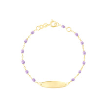 Gigi Clozeau - Bracelet parme Little Gigi, plaque ovale, or jaune, 15 cm