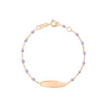 Gigi Clozeau - Bracelet parme Little Gigi, plaque ovale, or rose, 13 cm