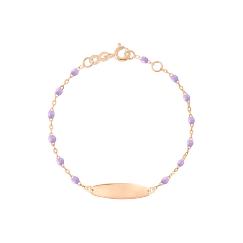 Gigi Clozeau - Bracelet parme Little Gigi, plaque ovale, or rose, 13 cm