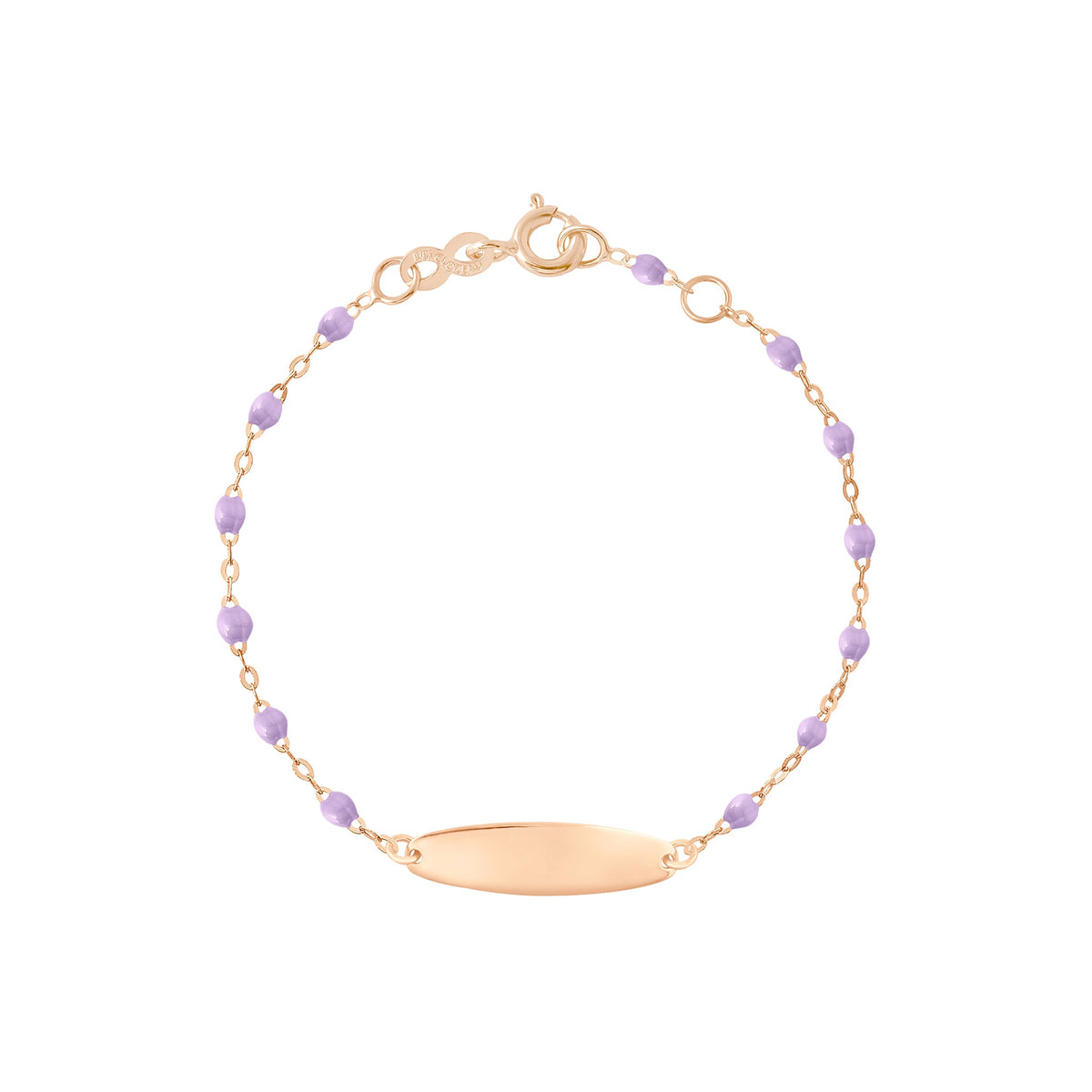 gigi clozeau Bracelet parme Little Gigi plaque ovale or rose 15 cm