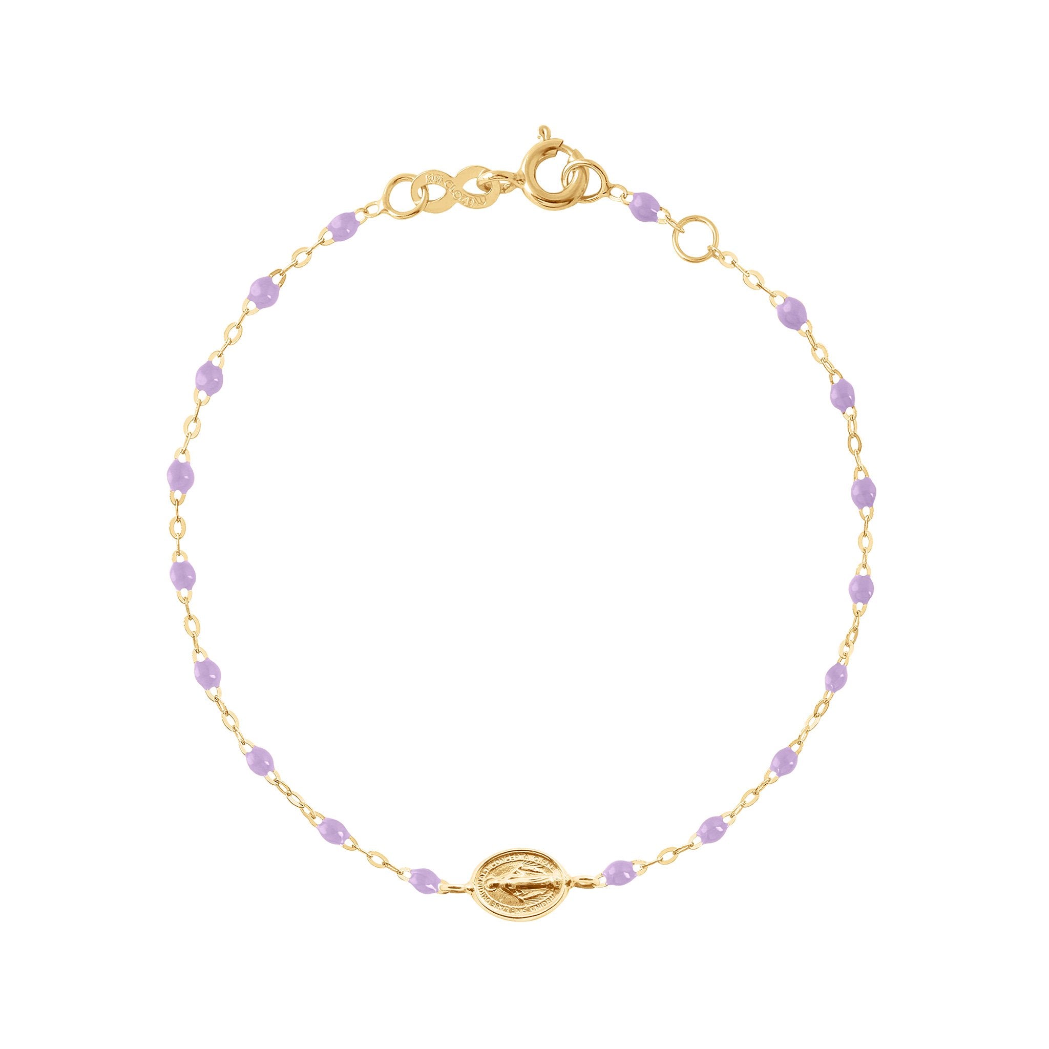 Gigi Clozeau - Bracelet parme Madone or jaune, 17 cm