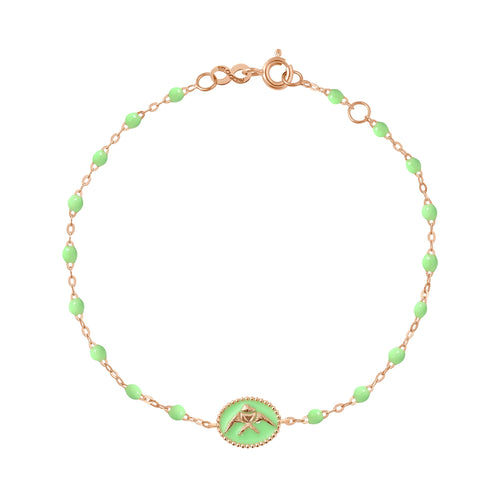Gigi Clozeau - Bracelet Poisson Ange résine anis, or rose, 17 cm