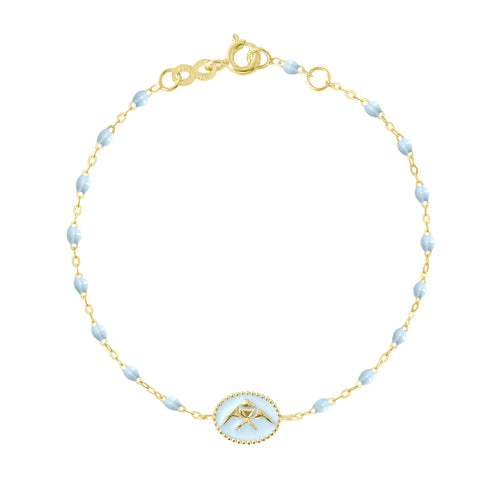 Gigi Clozeau - Bracelet Poisson Ange résine bleu layette, or jaune, 17 cm