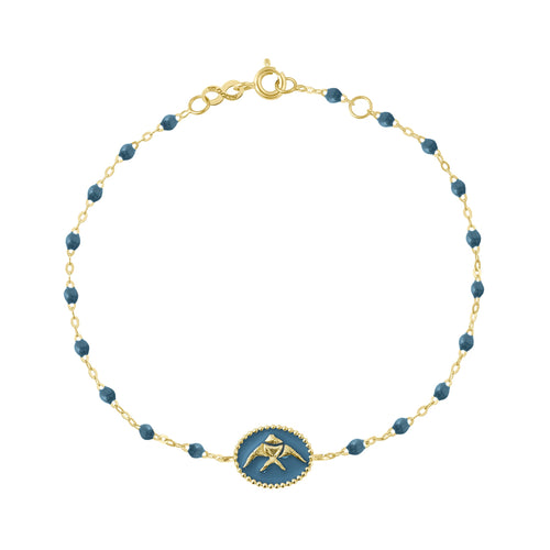 Gigi Clozeau - Bracelet Poisson Ange résine céleste, or jaune, 17 cm