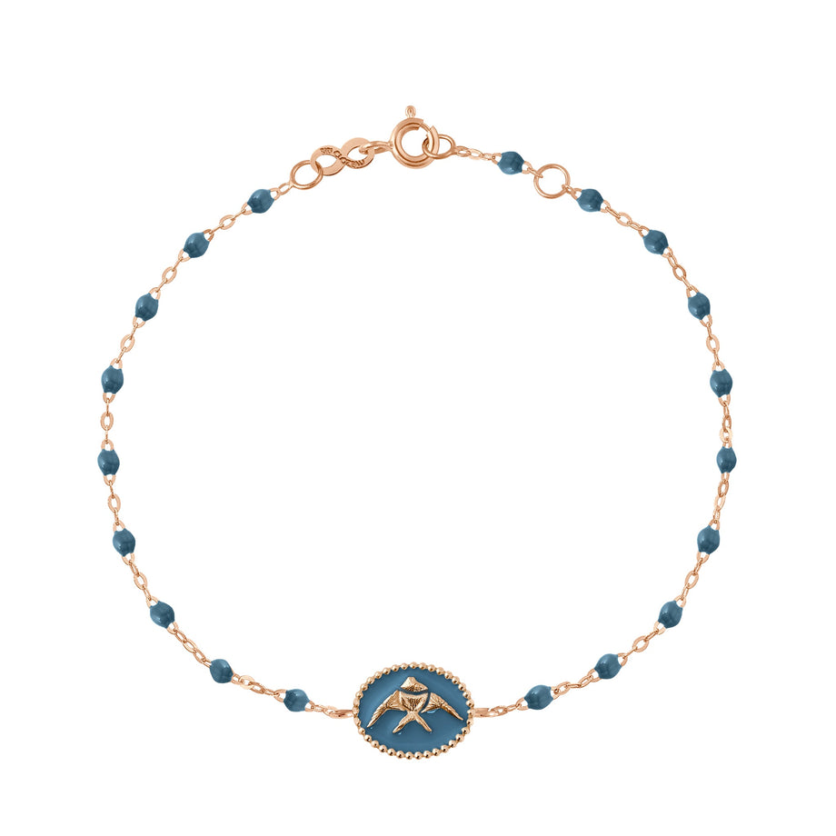 Gigi Clozeau - Bracelet Poisson Ange résine céleste, or rose, 17 cm