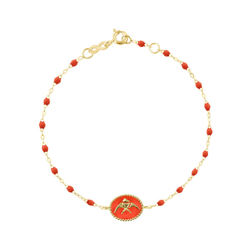Gigi Clozeau - Bracelet Poisson Ange résine corail, or jaune, 17 cm