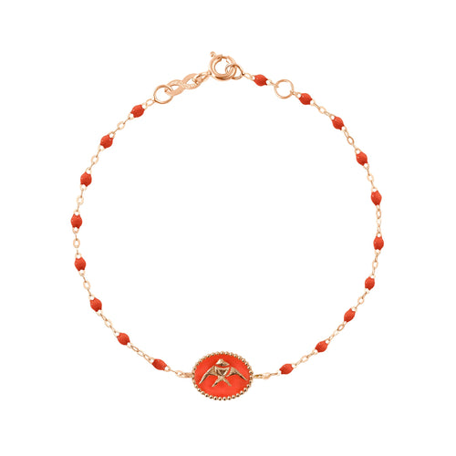Gigi Clozeau - Bracelet Poisson Ange résine corail, or rose, 17 cm