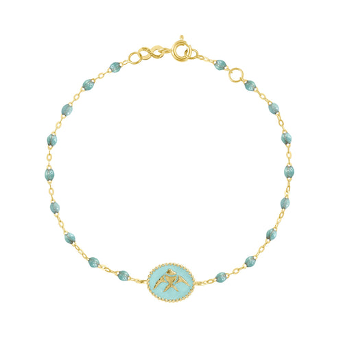 Gigi Clozeau - Bracelet Poisson Ange résine glacier, or jaune, 17 cm