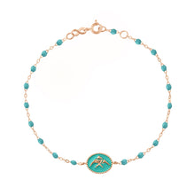 Gigi Clozeau - Bracelet Poisson Ange résine turquoise vert, or rose, 17 cm