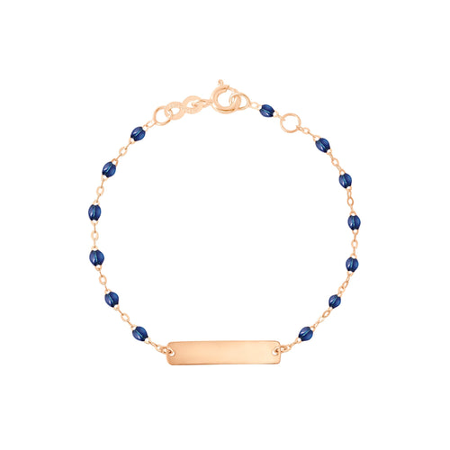 Gigi Clozeau - Bracelet prusse Little Gigi, plaque rectangle, or rose, 15 cm