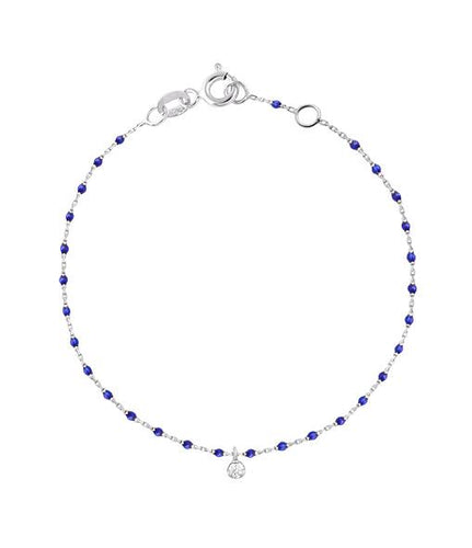 Gigi Clozeau - Bracelet prusse Mini Gigi, or blanc, 1 diamant, 17 cm