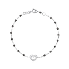 Gigi Clozeau - Bracelet quartz Cœur Suprême, diamants, or blanc, 17 cm