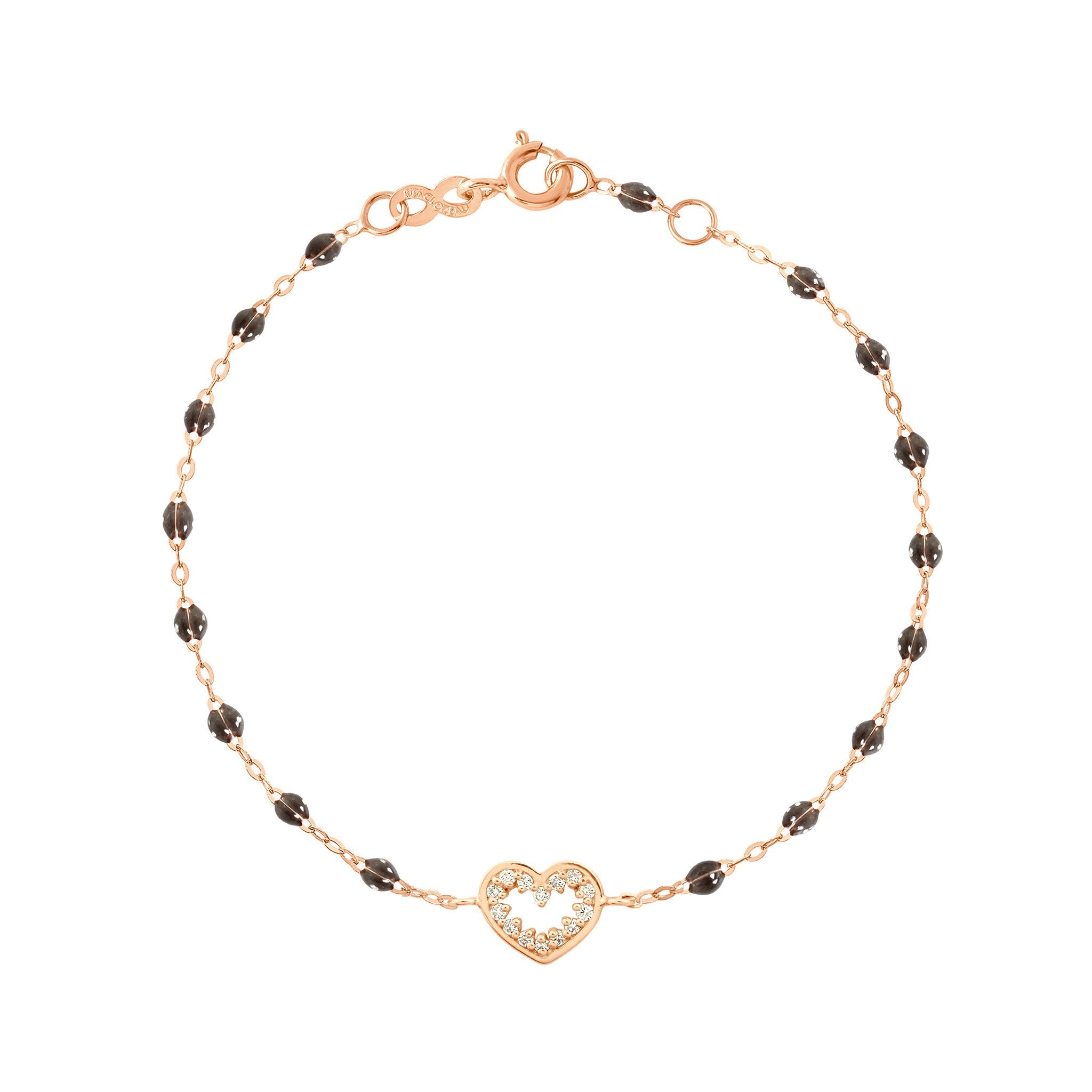 Gigi Clozeau - Bracelet quartz Cœur Suprême, diamants, or rose, 17 cm