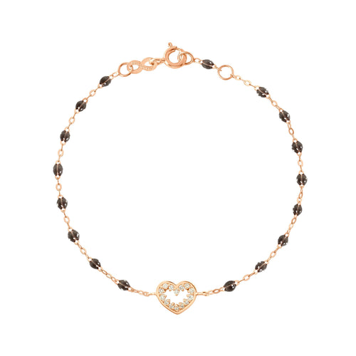 Gigi Clozeau - Bracelet quartz Cœur Suprême, diamants, or rose, 17 cm