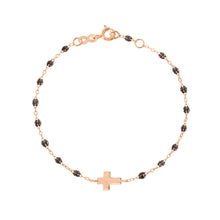 Gigi Clozeau - Bracelet quartz Croix, or rose, 17cm