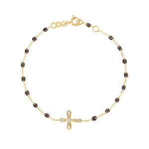 Gigi Clozeau - Bracelet quartz croix vintage diamants, or jaune, 17 cm