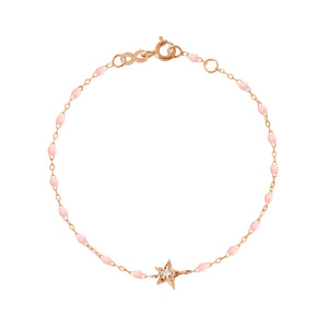 Gigi Clozeau - Bracelet rose bébé Etoile diamant, or rose, 17 cm