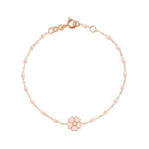 Gigi Clozeau - Bracelet rose bébé Fleur, diamant, or rose, 17 cm