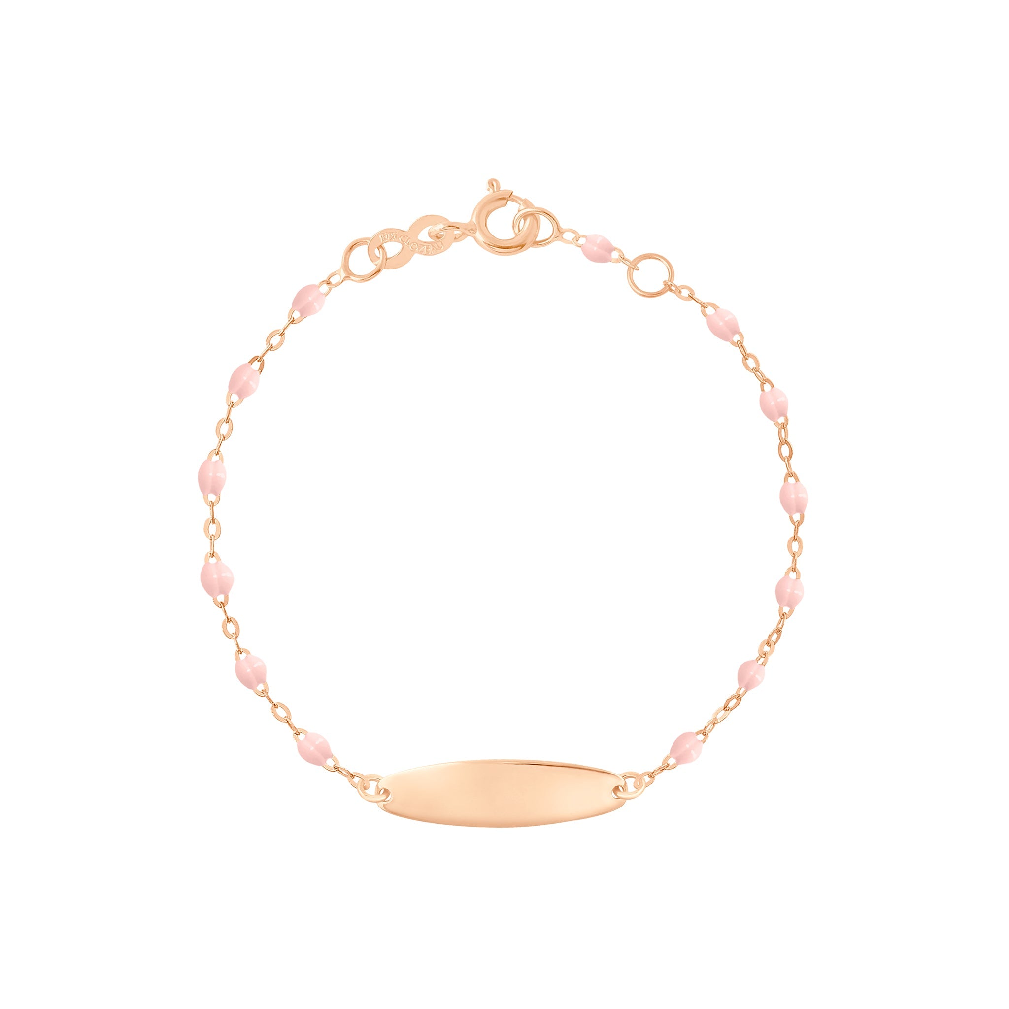 Gigi Clozeau - Bracelet rose bébé Little Gigi, plaque ovale, or rose, 13 cm