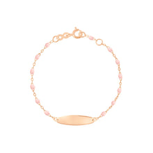 Gigi Clozeau - Bracelet rose bébé Little Gigi, plaque ovale, or rose, 15 cm