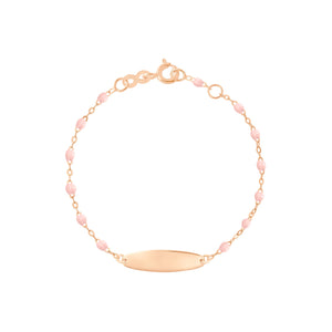 Gigi Clozeau - Bracelet rose bébé Little Gigi, plaque ovale, or rose, 15 cm