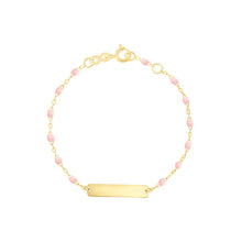 Gigi Clozeau - Bracelet rose bébé Little Gigi, plaque rectangle, or jaune, 15 cm