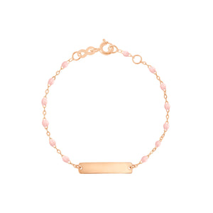 Gigi Clozeau - Bracelet rose bébé Little Gigi, plaque rectangle, or rose, 15 cm