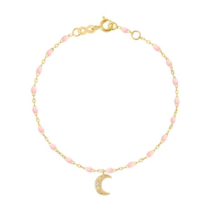 Gigi Clozeau - Bracelet rose bébé Lune, diamants, or jaune, 17 cm